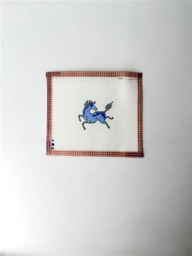 Hand Painted Needlepoint Canvas Blue Horse Vintage Style - Etsy