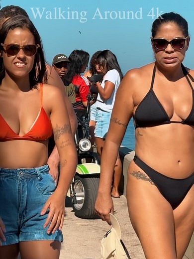 🇧🇷🌴 Beach Walk Leme, Rio de Janeiro, Brazil. Praia do Leme is one of the most beautiful and popular beaches in Rio de Janeiro. Located between the neighborhoods of Leme and Copacabana in the south of the city of Rio de Janeiro, it extends for approximately 1.5 km, and is divided into two parts by Pedra do Leme. To the north, there is Copacabana Beach, and to the south, Praia do Diabo. Praia do Leme offers a spectacular view of Sugarloaf Mountain and Santa Cruz Fortress. With a strip of clean