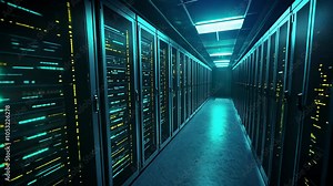 Server Room Data Center Corridor, rack, technology, computer, network, cloud