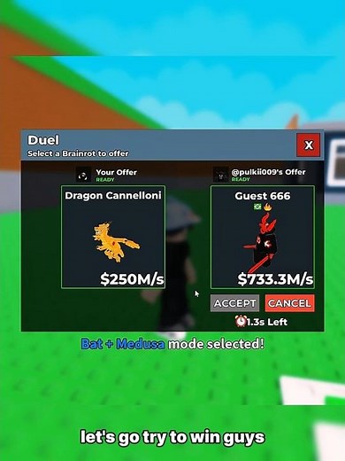 TODAY I WON GUEST 666 IN DUEL FOR MY DRAGON CANNELLONI 😱🔥 | ROBLOX STEAL BRAINROT #shorts #rutblox