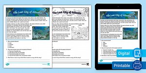 Third Grade The Lost City of Atlantis Reading Passage Comprehension Worksheet