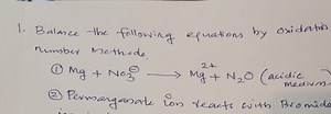 Balance the following equations by oxidation number methode(1)... | Filo
