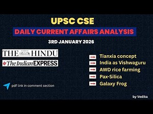 UPSC CSE | 3rd January 2026 | Daily The Hindu & The Indian Express analysis by Vedika.