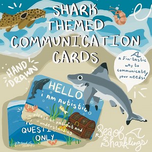 Shark Communication Cards Keychain |autism, Nonverbal / Speaking AAC Aid - Etsy