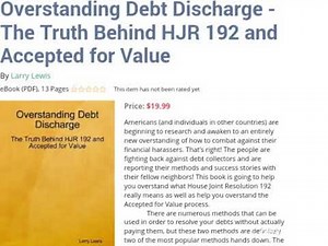 Overstanding Debt Discharge - HJR 192 And Accepted For Value (E-Book)