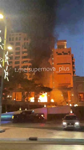 An Iranian ballistic missile has struck Dubai, specifically the Palm Hotel & Resort, with footage showing a fire at the scene. | UK Defence Journal