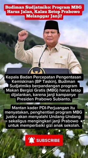 Budiman Sudjatmiko: Program Makan Bergizi Gratis Harus Jalan, Kalau Setop Prabowo Melanggar Janji!