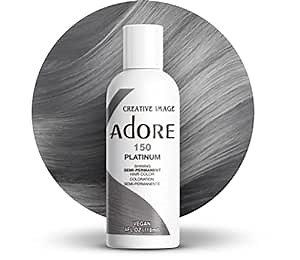 Adore Semi Permanent Hair Color (150 Platinum) | Vegan & Cruelty-Free Grey Hair Dye | No Ammonia, No Peroxide, No Alcohol | 4 Fl Oz