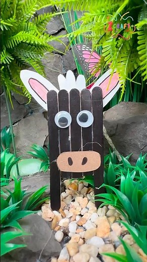 DIY Easy Cow Craft for Kids 🐮 | Fun & Simple Wooden Stick Tutorial #diy #craft #craftyfun #kids