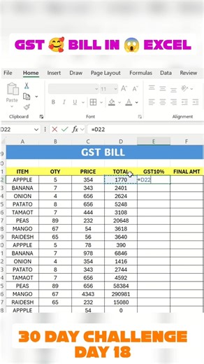 GST bill in Excel #sheet #excel #viral