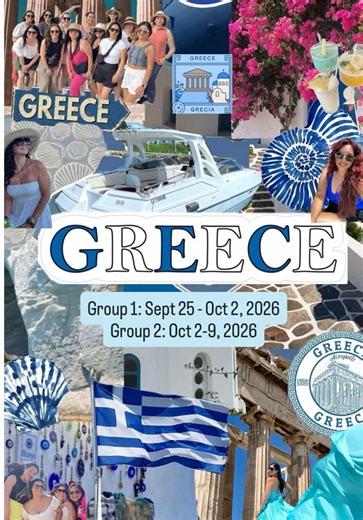 GREECE 2026 IS OFFICIALLY OPEN 🇬🇷✨ Amigas! Booking is LIVE and we only have a few spots left for our Amigas On Tour Greece trip. First come, first booked. 📅 Two groups: Group 1: Sept 25 – Oct 2, 2026 Group 2: Oct 2 – Oct 9, 2026 📍We’re doing Athens Naxos Santorini and it’s giving bucket list the whole way: 🍋 Acropolis Athens highlights 🍽️ food walking tours 👩🏽‍🍳 Greek cooking class 💃 Greek wedding show (yes, plate breaking!) ⛵ catamaran day …and more! If Greece has been on your vision 