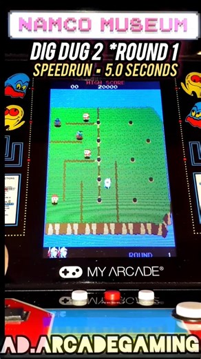 My Arcade Dig Dug 2 Round 1 Speedrun 5.0s ☆ Namco Museum Mini Player