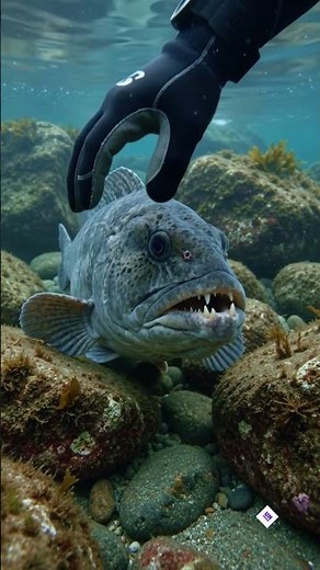 Giant Wolf Fish Bites Diver Underwater #wolffish #oceanpredators #marinelife #nature