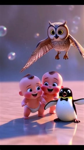Baby’s Magical Dance Party 🍼🦉🐧 | Cute 3D Pixar-Style Animation #shorts