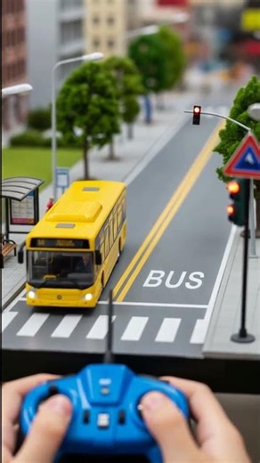 RC City Bus Drives in Mini Street Diorama | Kids POV Remote Control #rctoys #kidsshorts #povrc