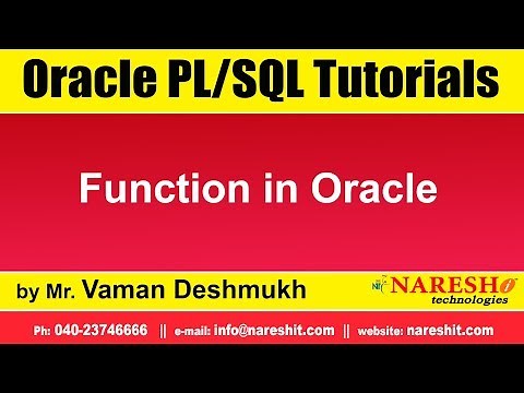 Oracle PL/SQL Tutorials | Function in Oracle | by Mr.Vaman Deshmukh