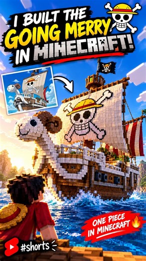 I BUILT THE GOING MERRY IN MINECRAFT! 🏴‍☠️🔥 #shortsfeed #minecraft #shorts