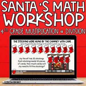 4th Grade Digital Christmas Math Activities and Centers | Distance Learning