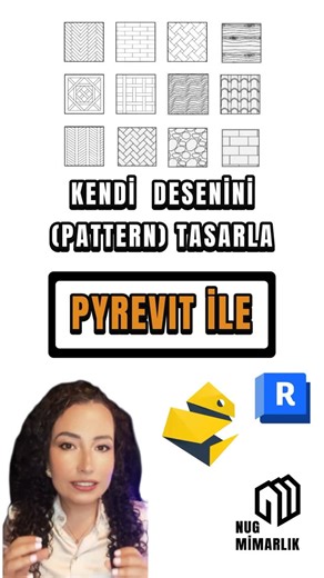 Yüksek Mimar Naime Uslu Güçlü | PhDC on Instagram: "✨ Revit’te PyRevit ile Kendi Patternini Tasarla! ✨ Revit’in hazır hatch desenleriyle sınırlı kalma! PyRevit ile kendi özel taramalarını kolayca oluşturabilirsin. 1️⃣ PyRevit Panelini Aç → Make Pattern aracını seç, çizdiğin detail lineları pattern’e dönüştür. 2️⃣ Desenini Kaydet → PyRevit bunu Filled Region olarak tanımlar, malzeme panelinden yüzeylere atayabilirsin. 3️⃣ Projende Kullan → Taş dokuları, tuğla desenleri, özgün geometriler… Hepsi a