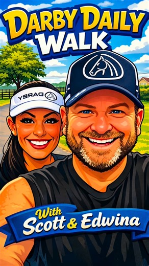 DARBY DAILY WALK with Scott & Edwina 💙🤍 🎩 GIVEAWAY TIME! 🎩 We’re giving away a Darby cap to one lucky follower! Tell us in the comments: 👉 Where did you first go to the races, and how old were you? One random winner will score the cap — get commenting! 👇💙🤍 | Darby Racing Syndications