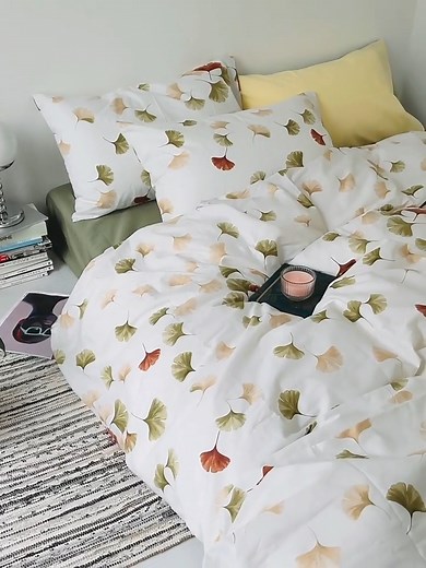 2.2K views | Ginkgo leaf pattern bedding set.#bedroomdecor #homedecor #beddingset #bedding | Beddinginn | Facebook