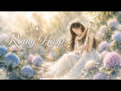Soft Rainy Harp | Peaceful Harp Music for Reading, Study and Relaxing | No Mid-Roll Ads