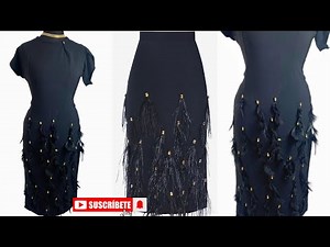 Vogue inspired Dress | Embellish With Individual Feathers and Rhinestone / Glue on!