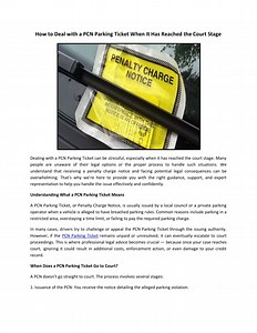 How to Deal with a PCN Parking Ticket When It Has Reached the Court Stage - SlideServe