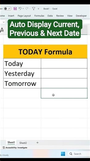 ✅ Excel TODAY Function Explained | Auto Display Current, Previous & Next Date #excelhacks