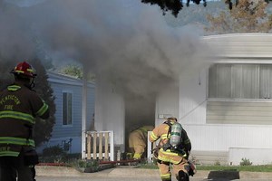 Mobile home fire doused