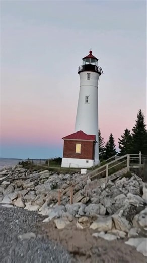 Crisp Point Lighthouse at sunset 🗼 | Lighthouse Love