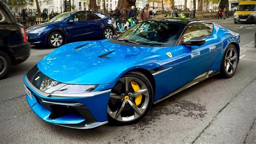 New Ferrari V12 roars through London
