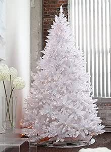 7 Feet Pre-lit Sparkling White Christmas Tree with LED Light and Metal Stand (7ft Pre-lit)