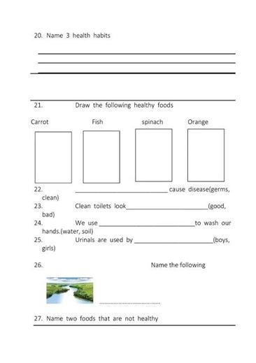 Grade 1 Environmental Activities End of Term 1 Exam 2025