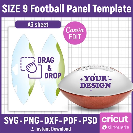 Football Panel Template Svg, Football Panel Blank Template, Custom Football Ball Wrap, Football Ball Panel Template, DIY, Canva Editable - Etsy