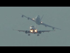 EMBRAER ERJ-190 LANDING with a BOEING 747 approaching behind - B747SP Departure + B747-8 LANDING(4K)