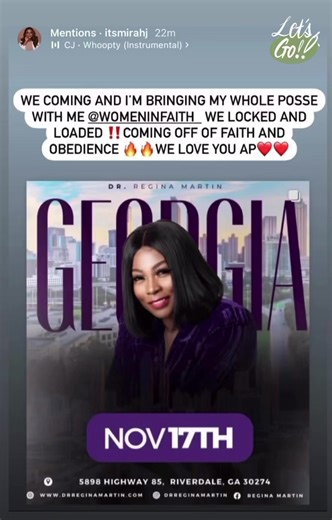 Can’t wait to see ya’ll 🥲🙌🏾🥰🙏🏾 Radical Nation Revival Center tonight @7:00pm 5898 Highway 85, Riverdale, GA | Regina Martin