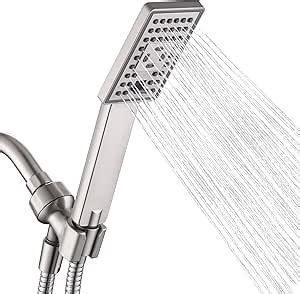 BRIGHT SHOWERS Handheld Shower Head Set High Pressure Hand Held Showerhead with 60 Inch Flexible Shower Hose and Adjustable Shower Arm Mount Bracket, 3 Spray Settings Shower Wand, Brushed Nickel