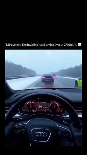 Car Craze on Instagram: "At 270 km/h on a wet road, a sharp swerve usually guarantees a disaster. Traction is low, and momentum is high. 🌧️⚠️ But watch the blue BMW ahead. It makes an aggressive cut to the right, loses grip for a split second, and then magically snaps back into a straight line. This is DSC (Dynamic Stability Control) in action. The computer detected the slide and applied brakes to individual wheels in milliseconds to "pull" the car back straight. This isn't just driving skill;