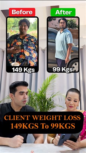 Richa • Weightloss👉PCOS👉Thyroid👉Diabetes👉Nutritionist on Instagram: "50 Kgs Weight Lose Results✨ Starting Weight: 149 Kgs Current Weight: 99 Kgs Here’s what Prashant achieved after his inspiring transformation: ✅ Reversed Fatty Liver, Cured Acidity & Bloating ✅ Dangerous obesity reversed 💪 ✅ Confidence & energy back 🔥 And the best part? Prashant feels strong, healthy & ready to live life to the fullest without fear of obesity again. 🚀 If Prashant can do it, so can you lose weight up to 12