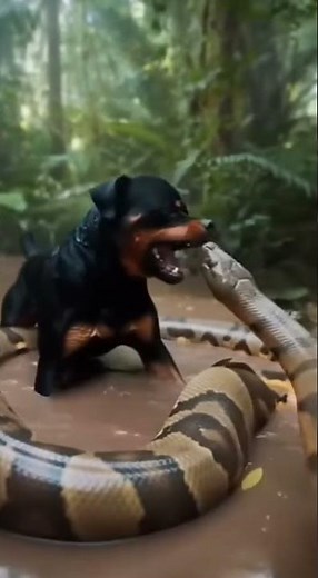 Epic Battle: Rottweiler vs. Massive Anaconda in the Jungle | Intense Wildlife Fight Scene