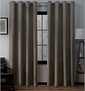 Exclusive Home Loha Linen Grommet Top Curtain Panel Pair, 54"x84", Cafe