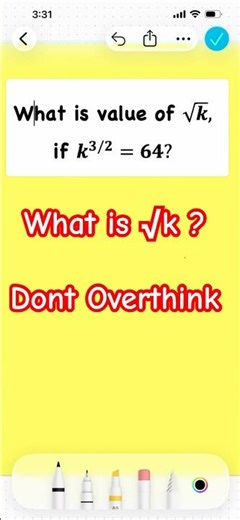 k^(3/2) = 64? Watch this | SAT Math Prep #satmath #satprep #shorts