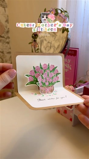 Cutest Mother’s Day gift idea DIY Card tutorial 🌷✨ free gift idea