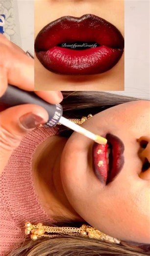 Matte Red Ombre Lips ❤️ | Easy Lip Combo Tutorial #makeup #youtubeshorts #lipstick #shorts