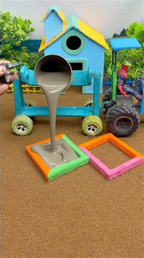 😱 Real Working Mini Tractor Making Cement Pillar | Amazing DIY Construction Machine 🚜#shorts