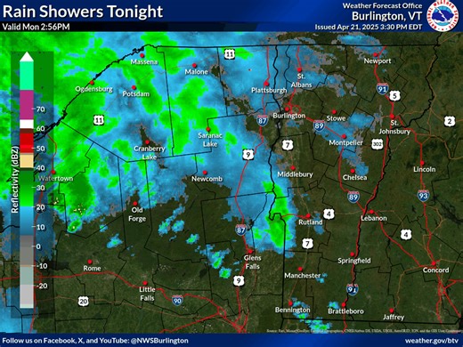 3K views · 22 reactions | Light rain showers have begun to move into northern New York, although it make take a bit to reach the ground with dry air at the surface. Showers will continue to spread across the region overnight before drier weather returns tomorrow. | US National Weather Service Burlington VT | Facebook