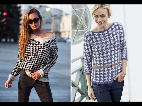 The houndstooth knitting pattern. This season's trend. A detailed tutorial for beginners.