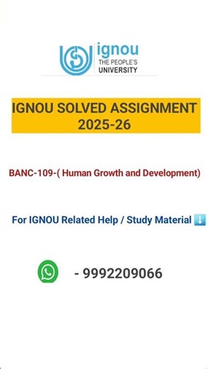 IGNOU BANC-109 Solved Assignment 2025-2026 || Full Solution | IGNOU Student Help