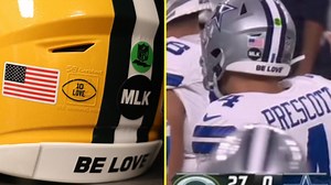 Why do all NFL helmets say ‘Be Love’ on them during Super Wild Card Weekend?